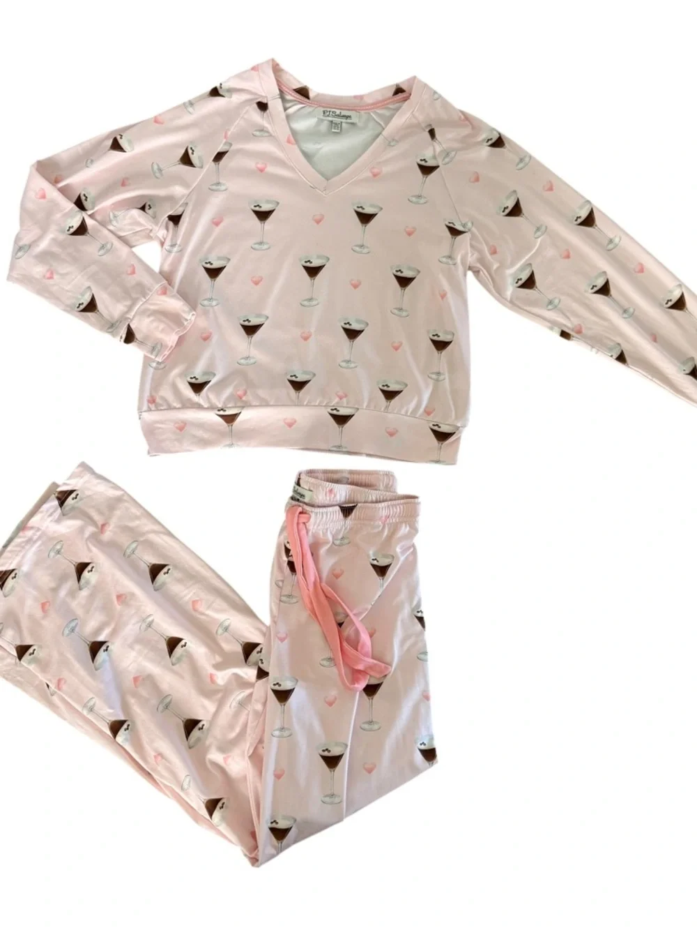 PJ Salvage Pink Espresso Martini Glass Two-Piece Pajama Set ✨ XS ✨Cozy & Cute - Picture 3 of 10